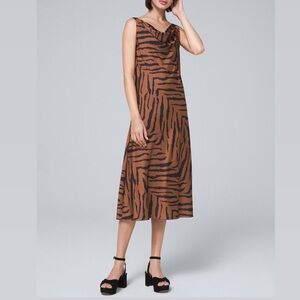 White House Black Market Tiger Print Midi Slip Dress WHBM
